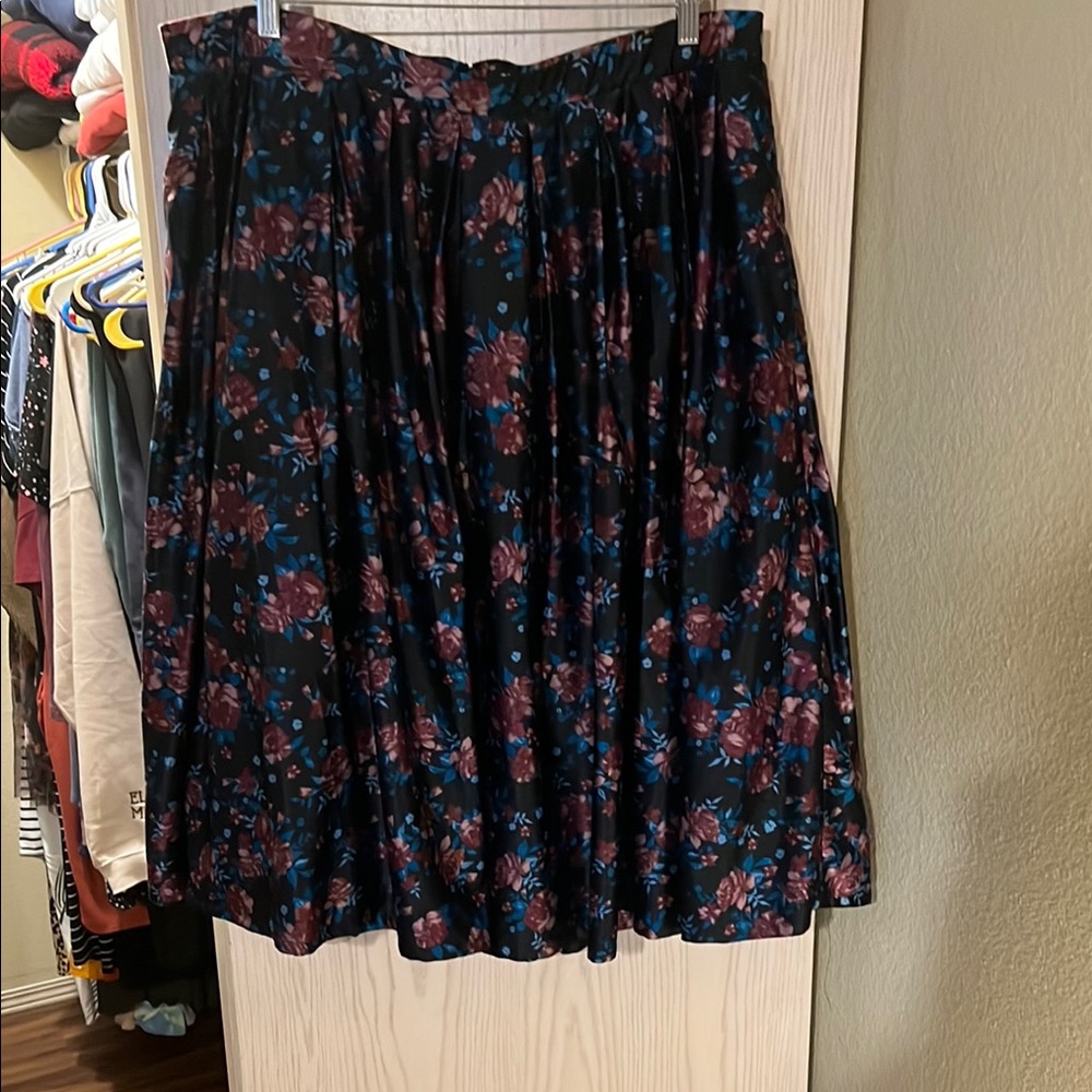 Torrid Pink and Red Midi-Length A-Line Skirt